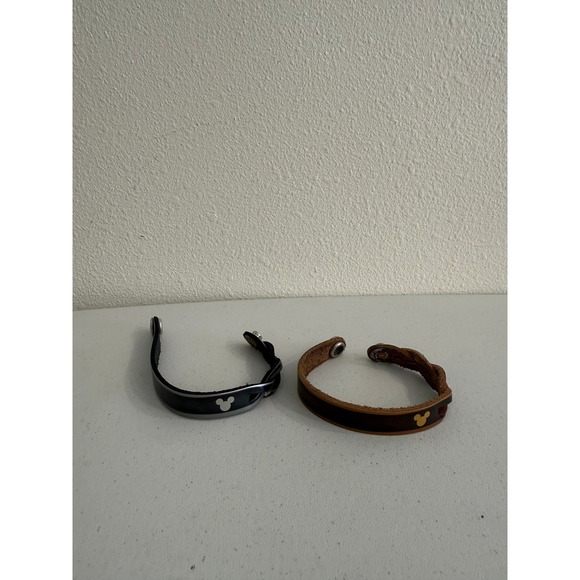 Leather Treaty Jewelry - Disney Mickey Mouse Leather Treaty Bracelets Set of 2 Black Brown Gold Silver L